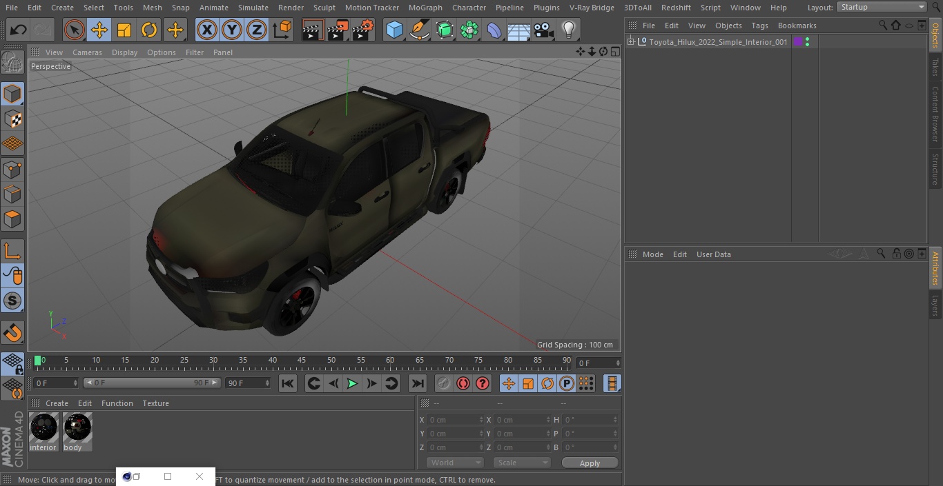 3D Toyota Hilux 2022 Simple Interior model