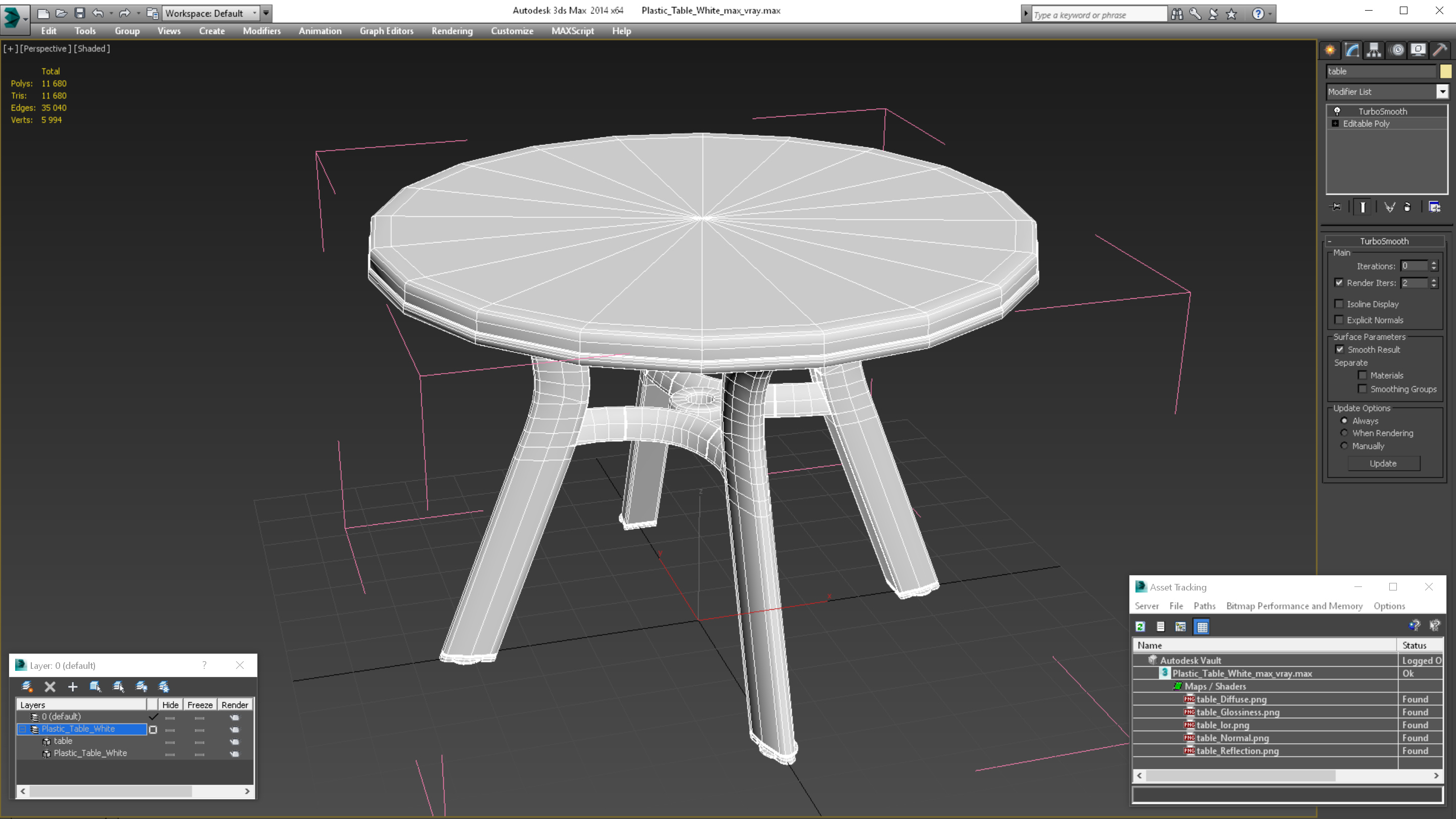 Plastic Table White 3D model