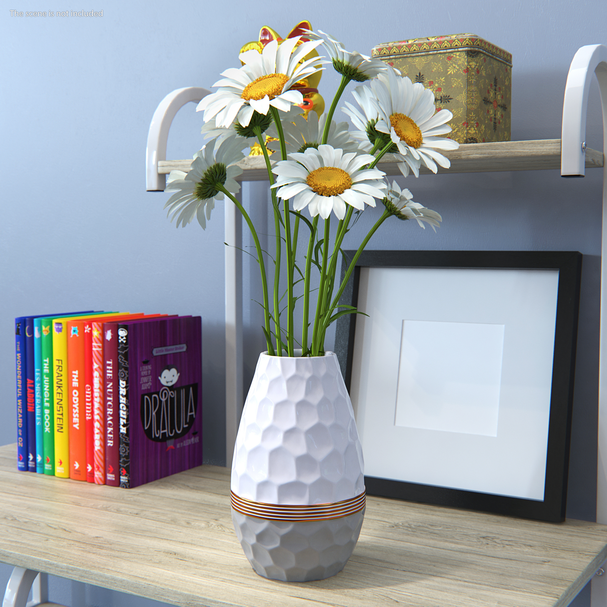 3D Bouquet of Chamomile Flowers in Vase