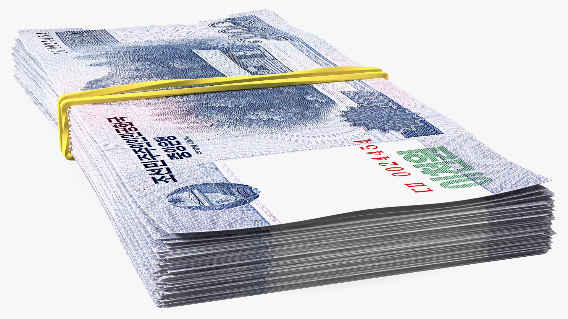 3D Rubber Band Stack of North Korea 2000 Won