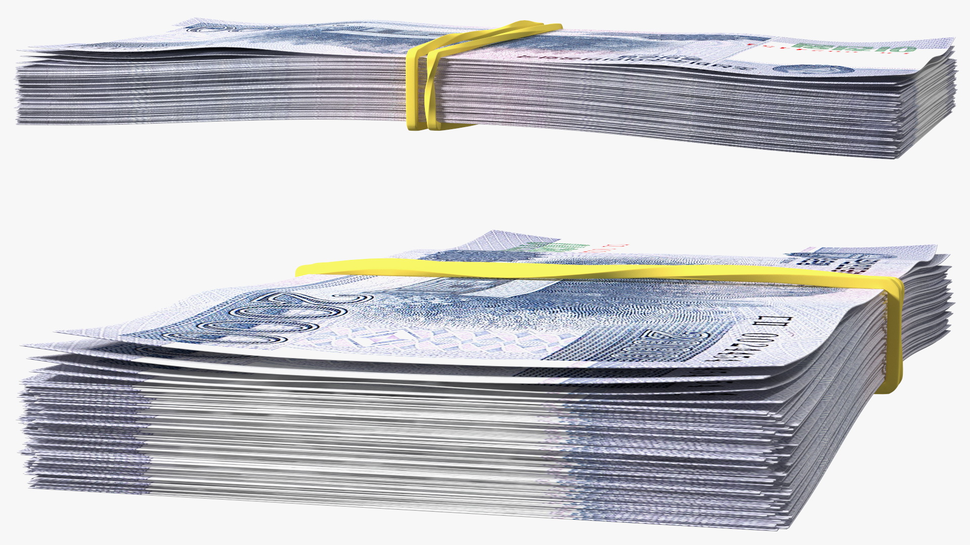 3D Rubber Band Stack of North Korea 2000 Won
