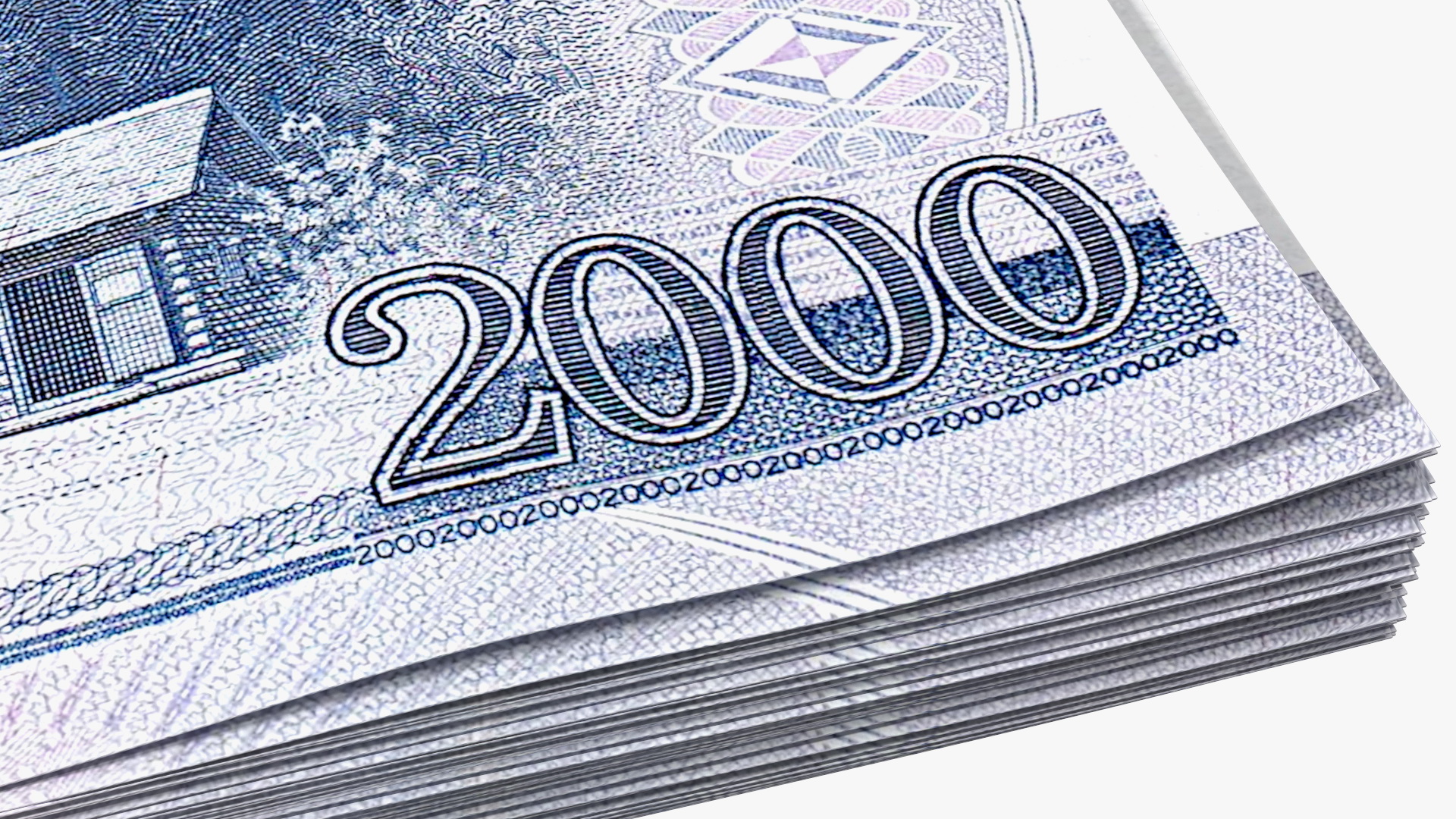 3D Rubber Band Stack of North Korea 2000 Won