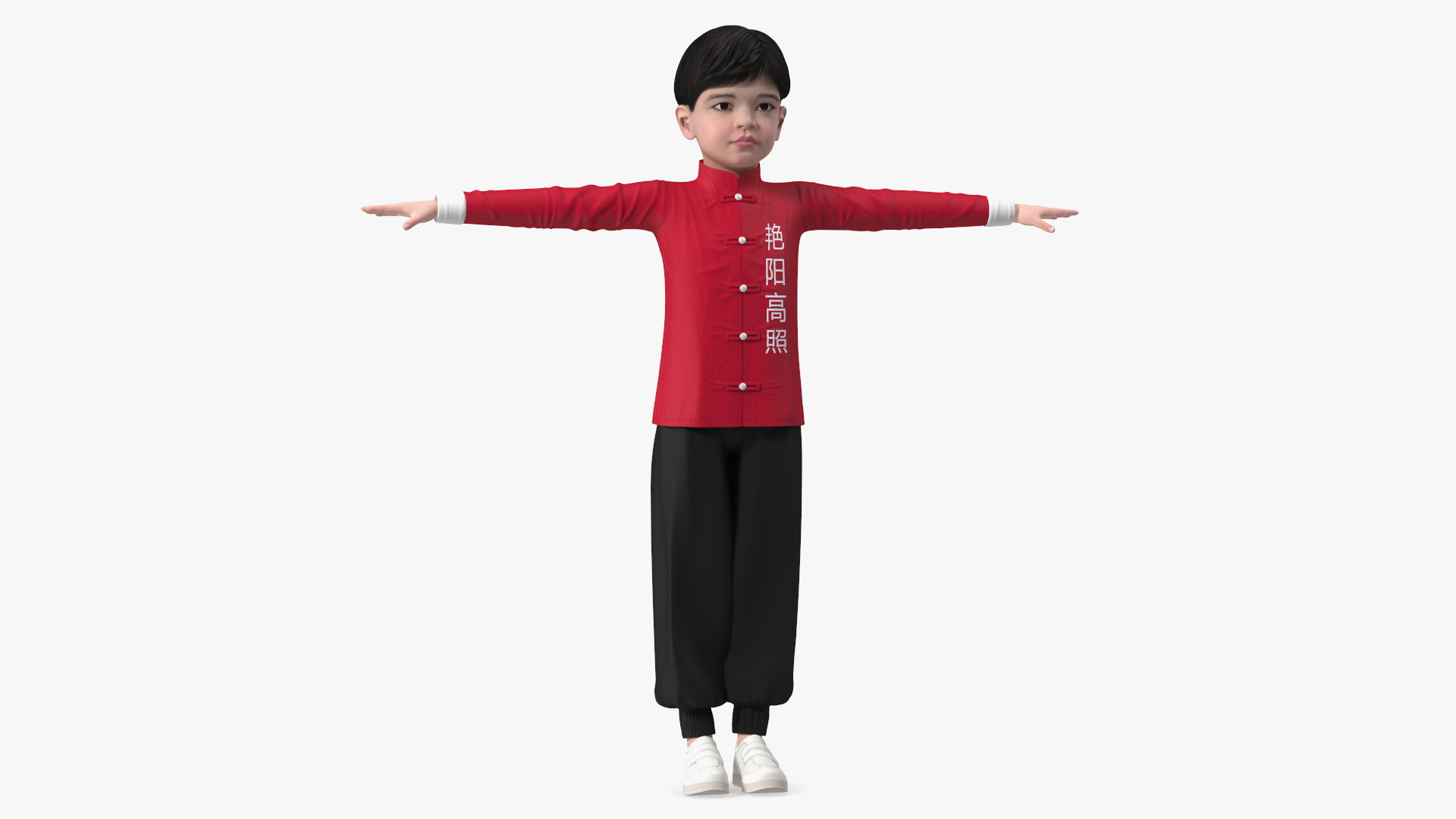 3D Asian Boy Traditional Costume T-pose