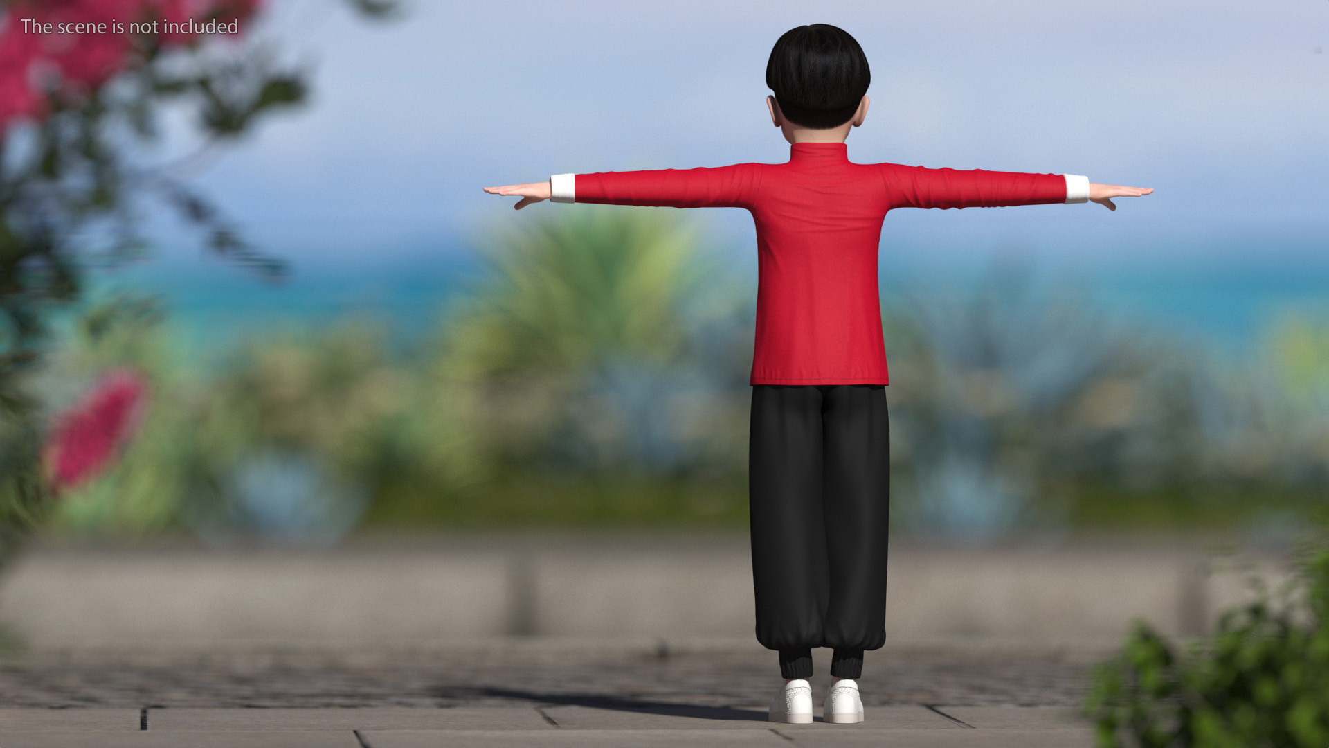 3D Asian Boy Traditional Costume T-pose