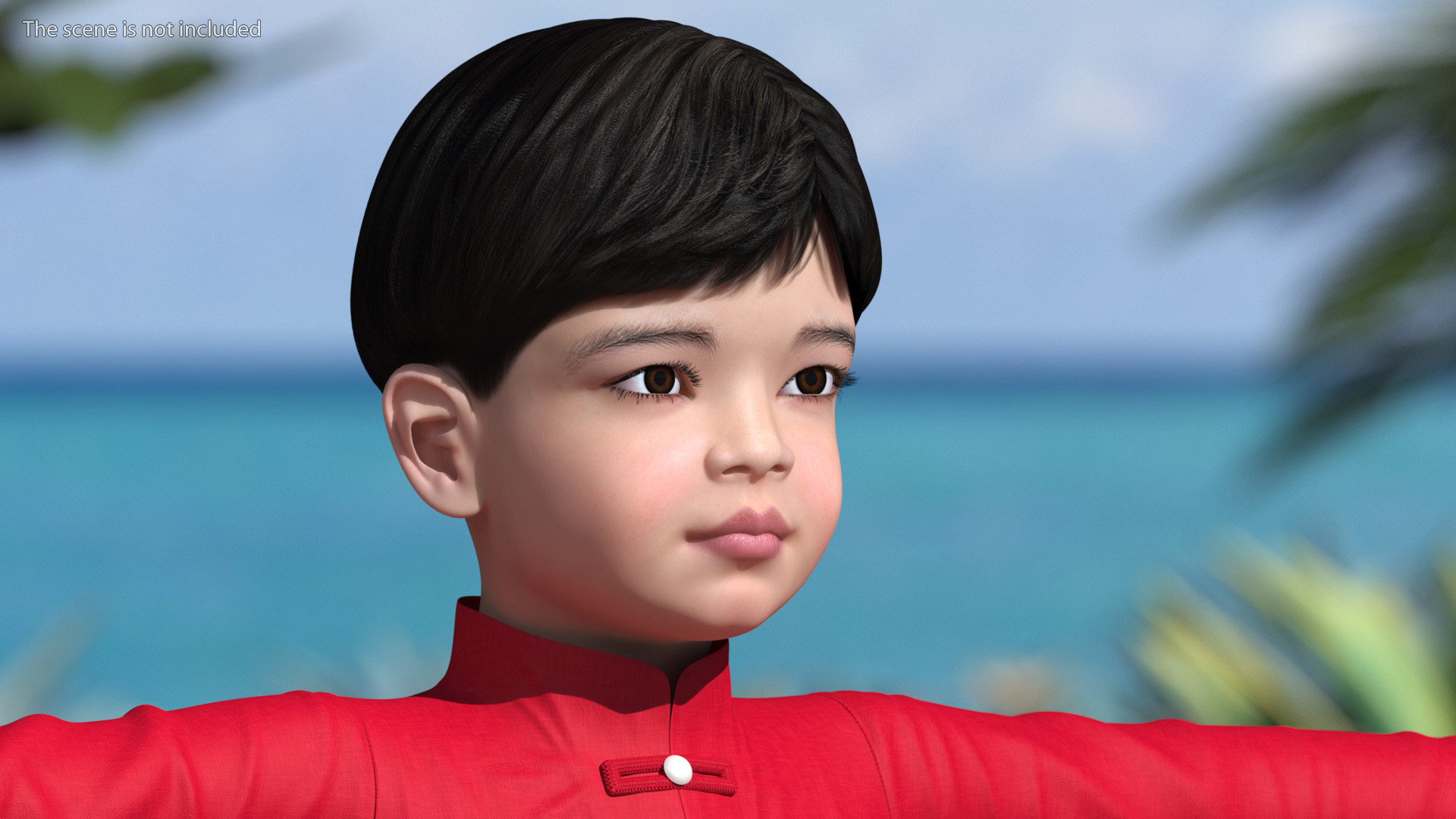 3D Asian Boy Traditional Costume T-pose