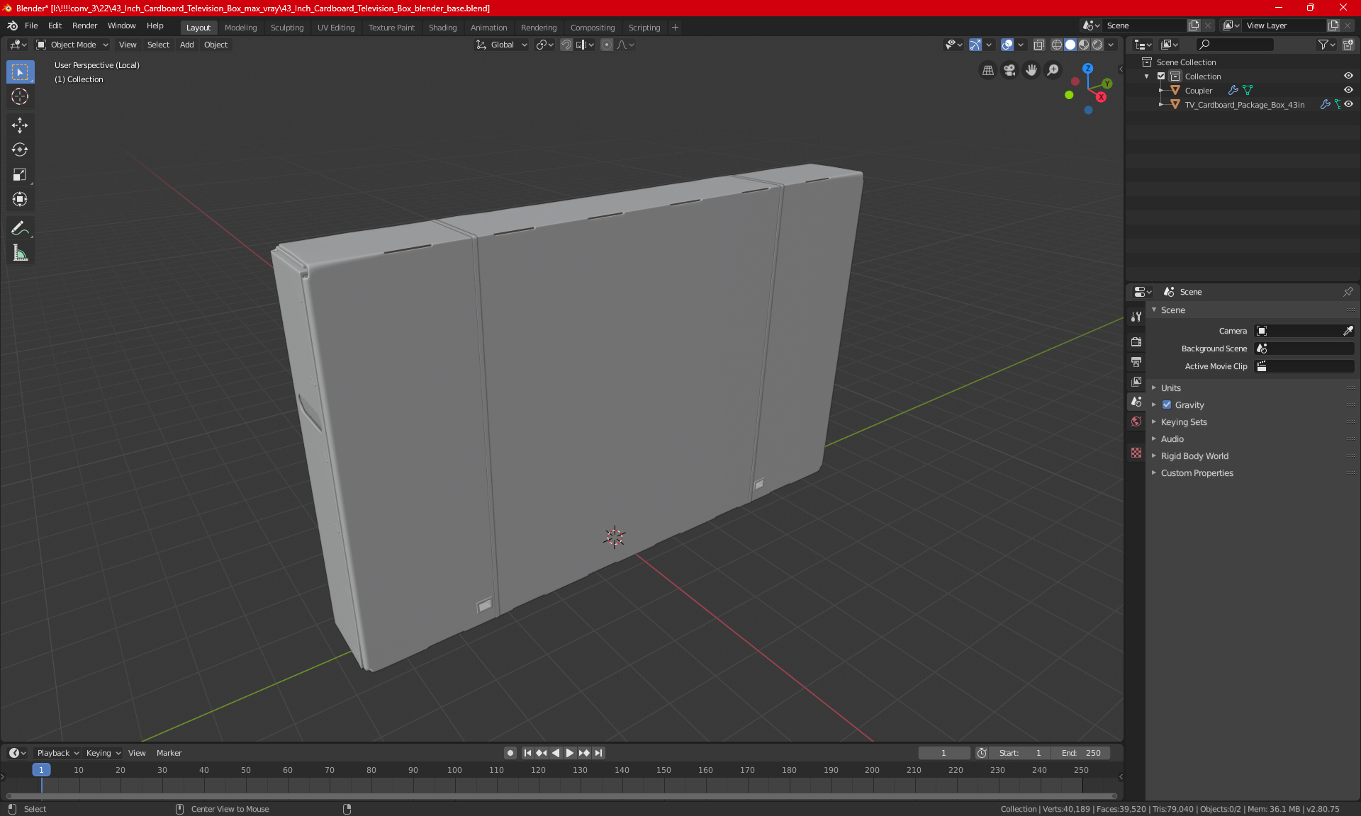Cardboard Packaging Box 85 Inch TV 3D model