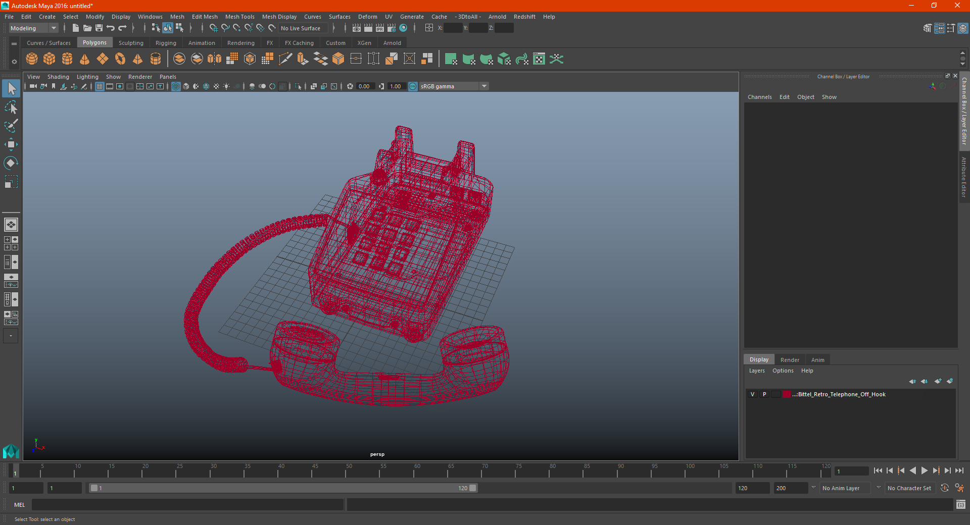 3D Bittel Retro Telephone Off Hook