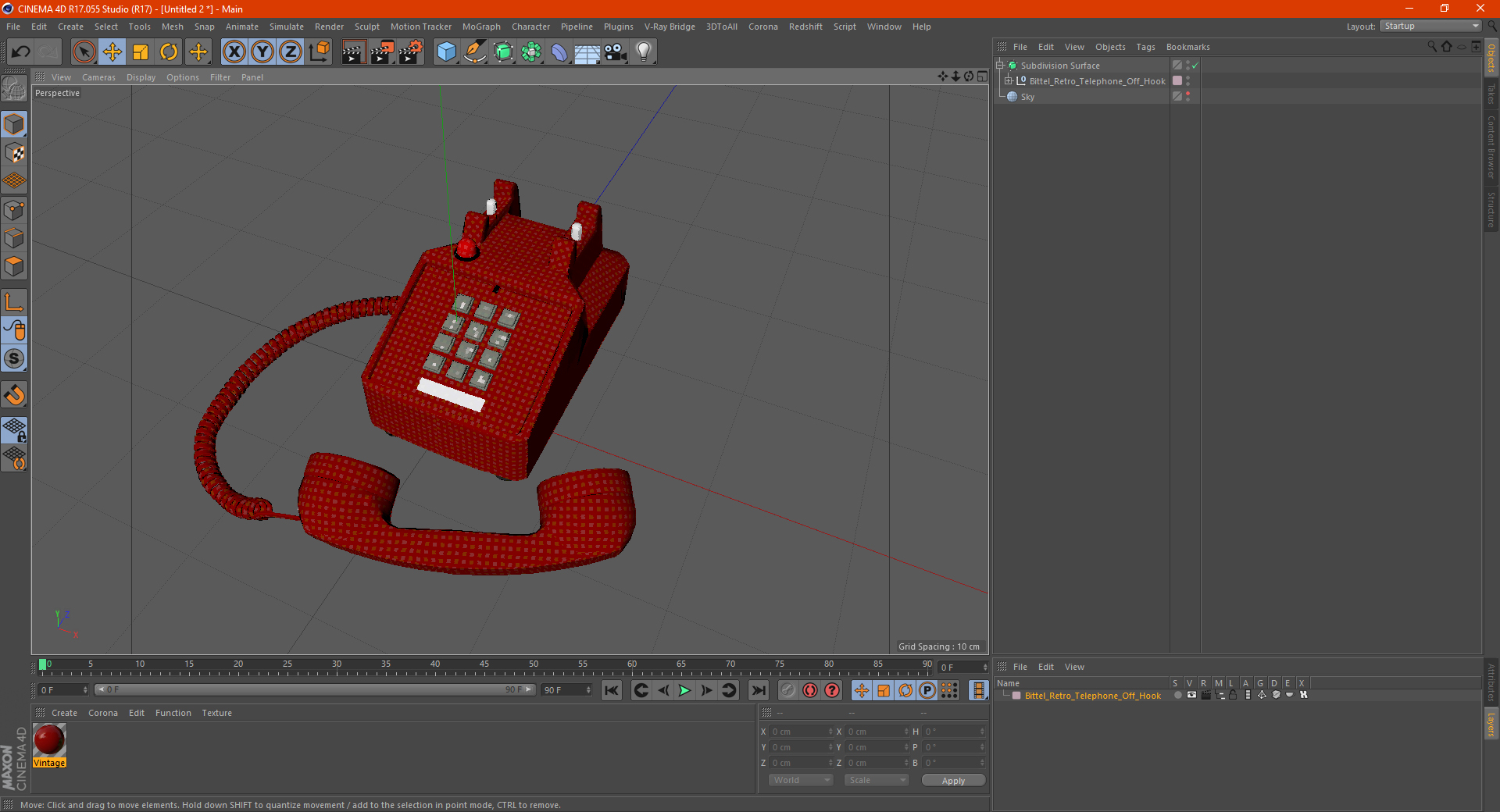 3D Bittel Retro Telephone Off Hook