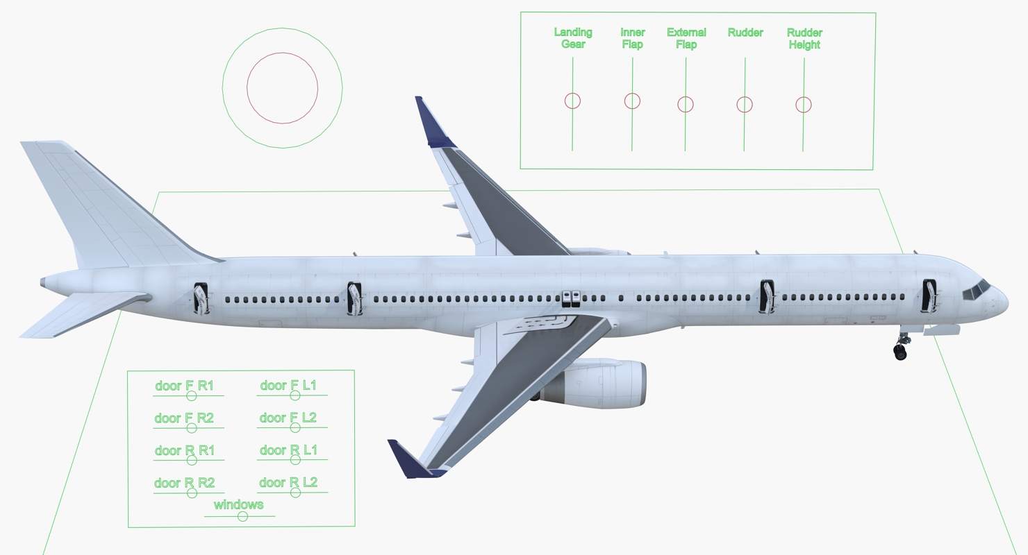 3D model Boeing 757 300 Generic with Cabin Rigged