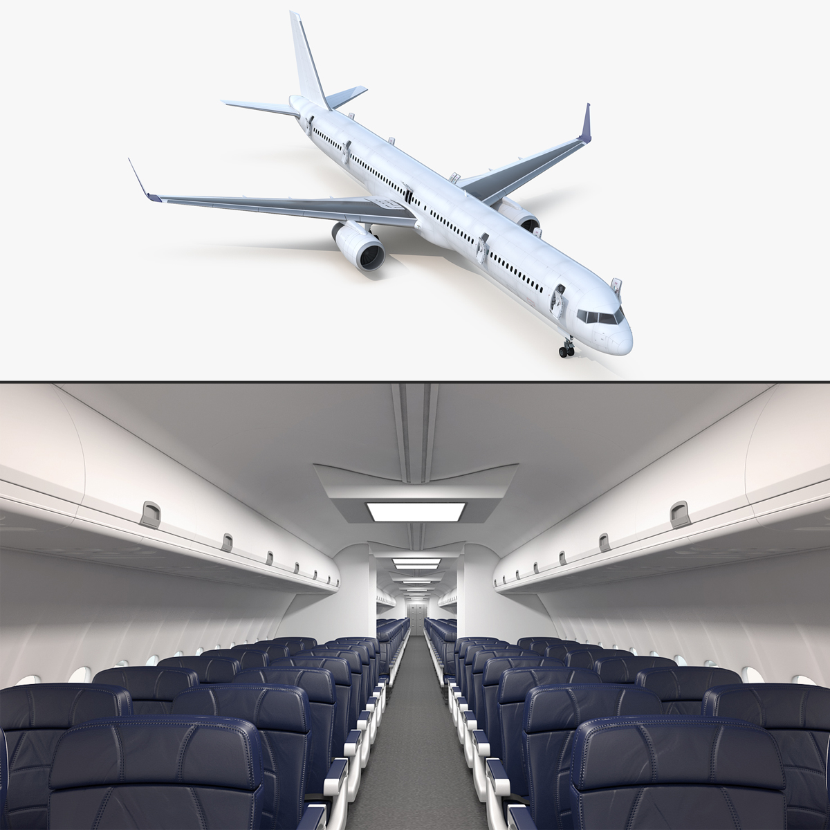3D model Boeing 757 300 Generic with Cabin Rigged