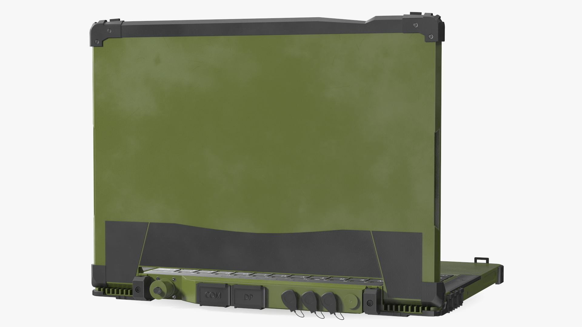 3D Soldier Holding Rugged Laptop Mildef RS13