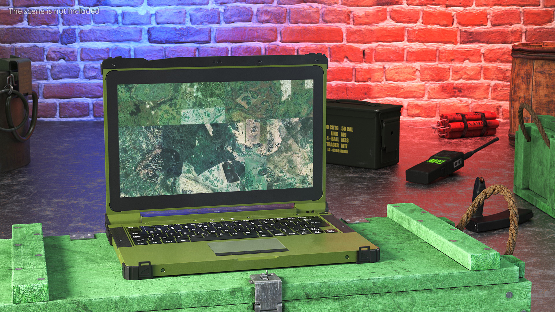 3D Soldier Holding Rugged Laptop Mildef RS13