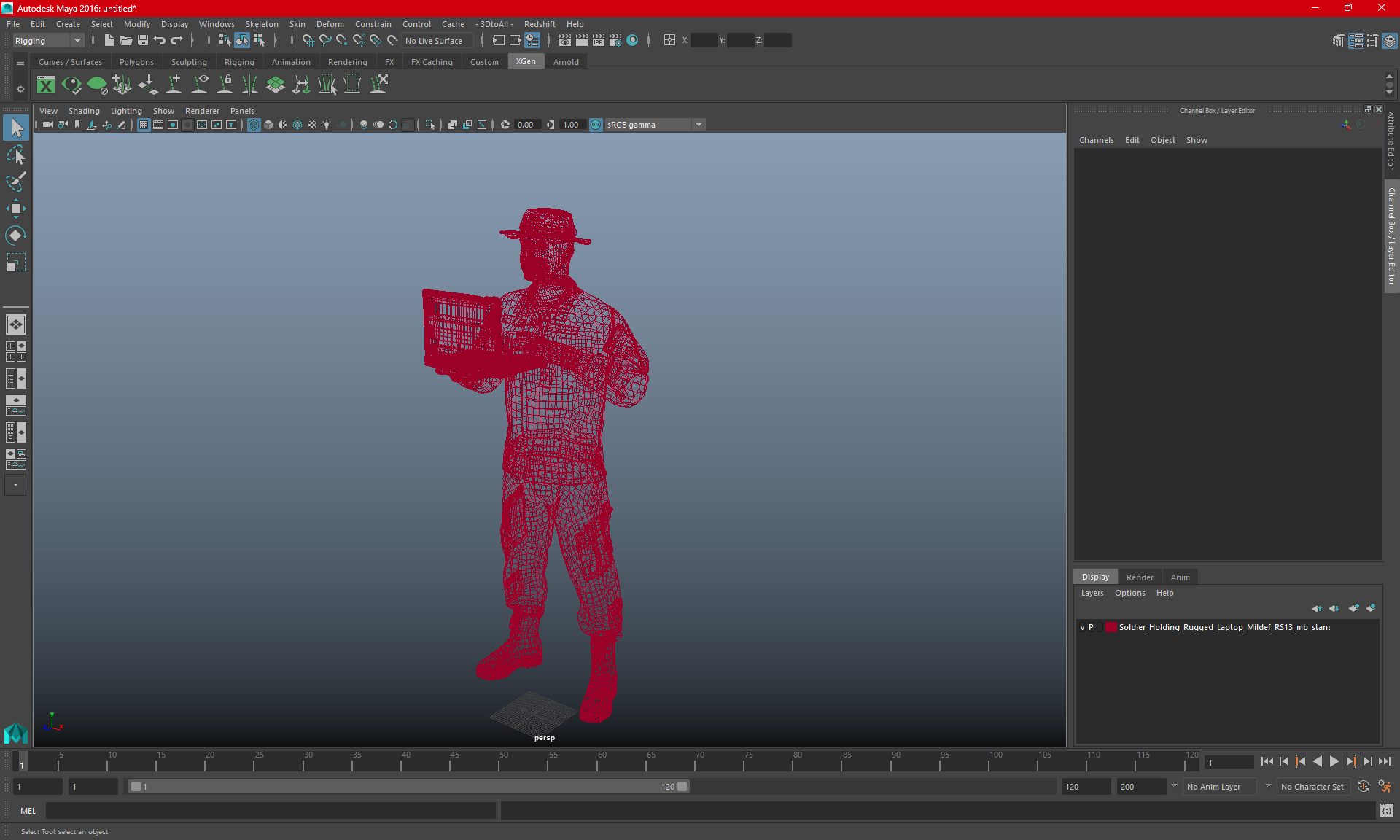 3D Soldier Holding Rugged Laptop Mildef RS13