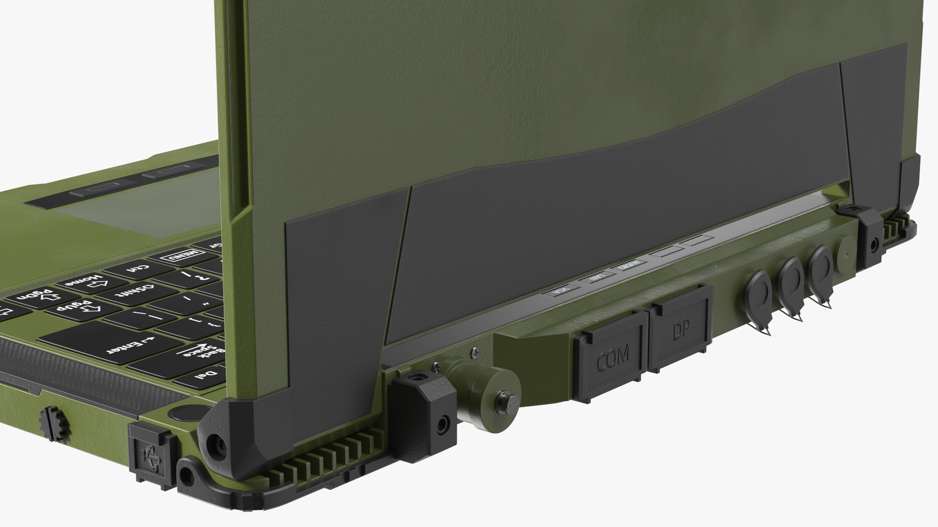 3D Soldier Holding Rugged Laptop Mildef RS13