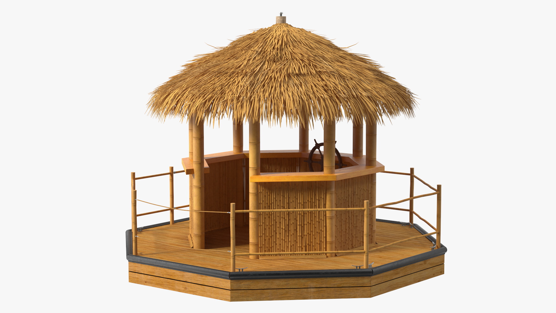 Floating Tiki Bar Boat 3D