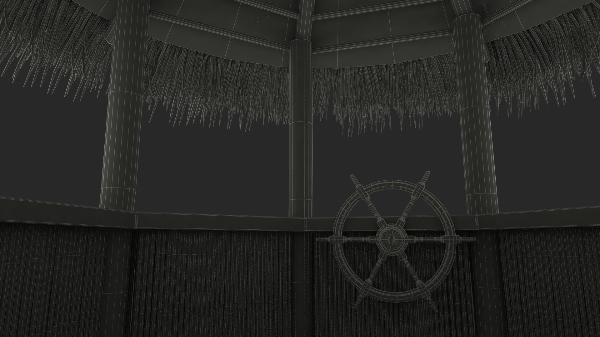 Floating Tiki Bar Boat 3D