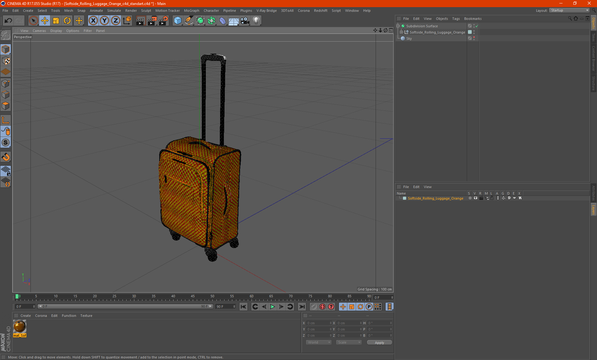 3D Softside Rolling Luggage Orange