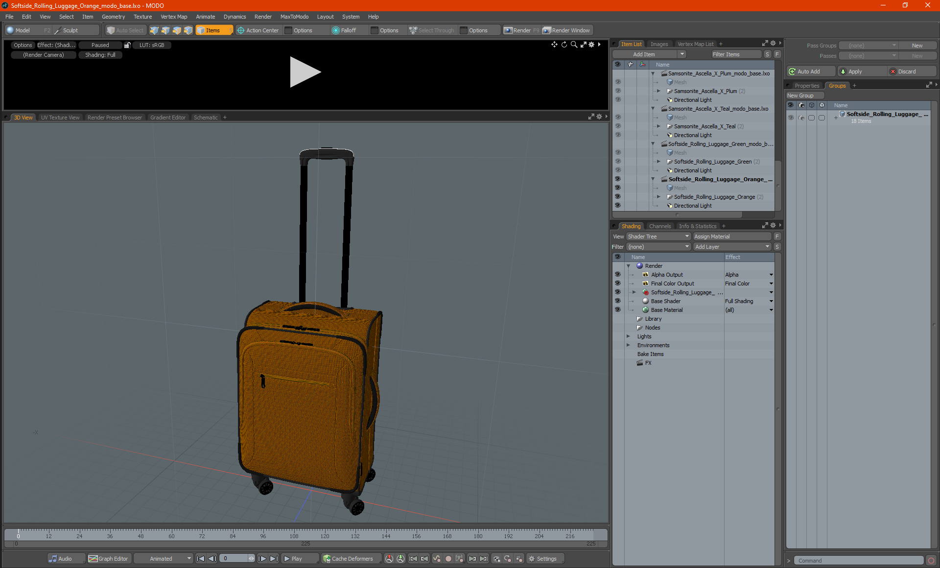 3D Softside Rolling Luggage Orange