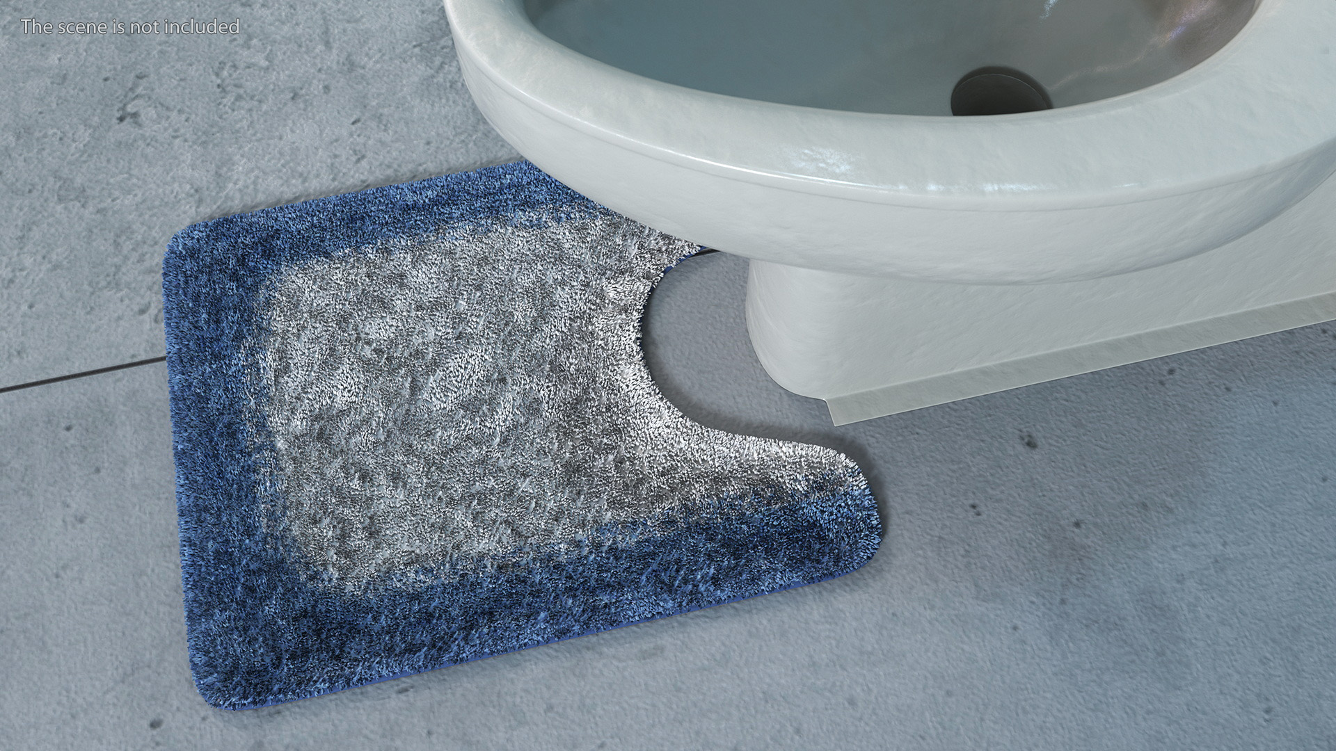Blue Bathroom Contour Rug Fur 3D model