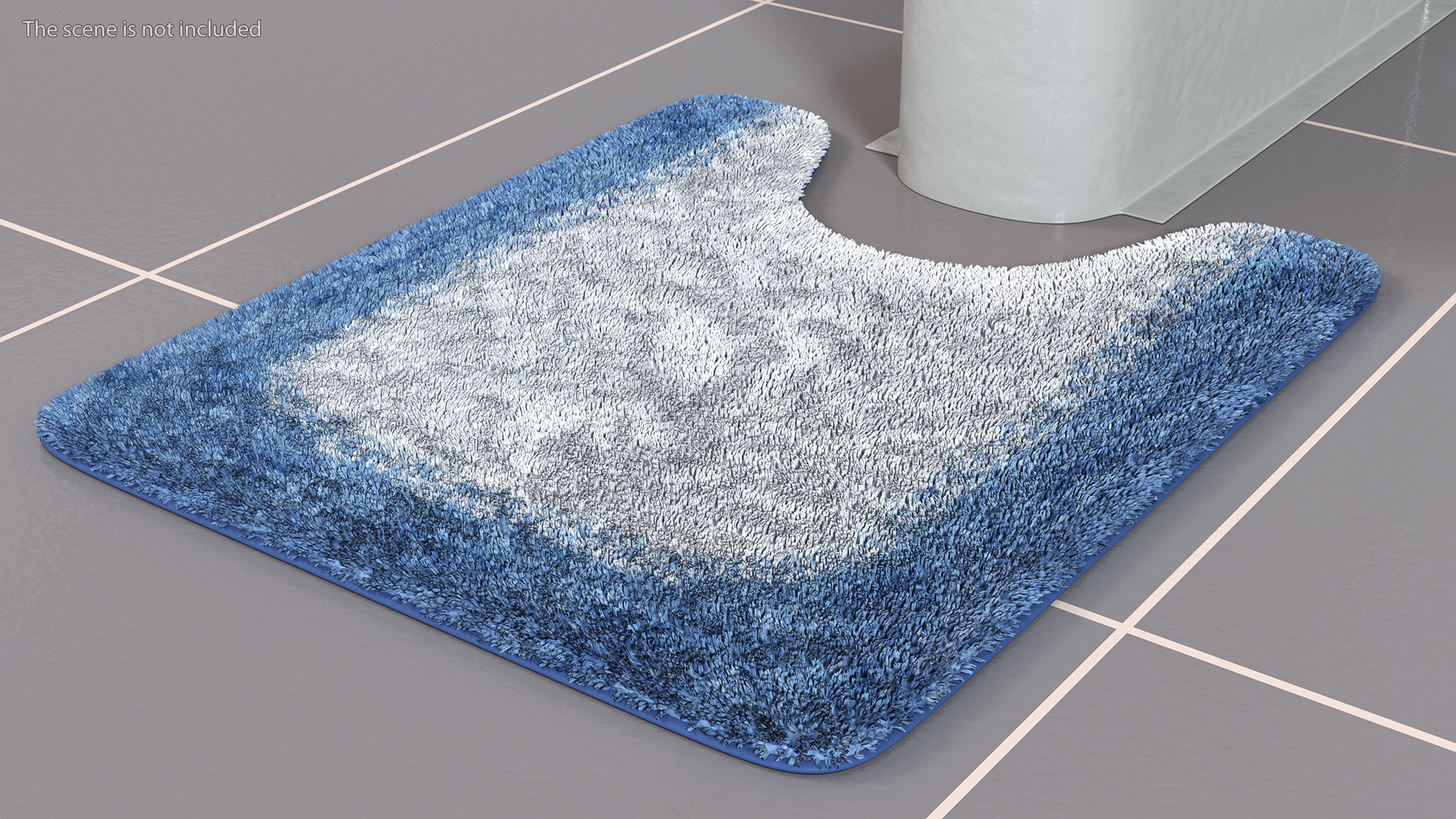 Blue Bathroom Contour Rug Fur 3D model