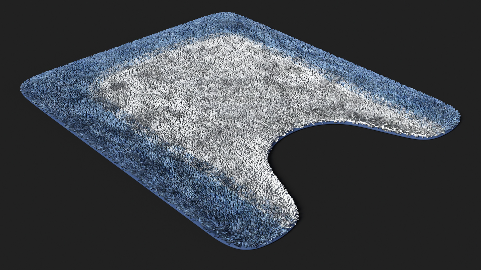 Blue Bathroom Contour Rug Fur 3D model