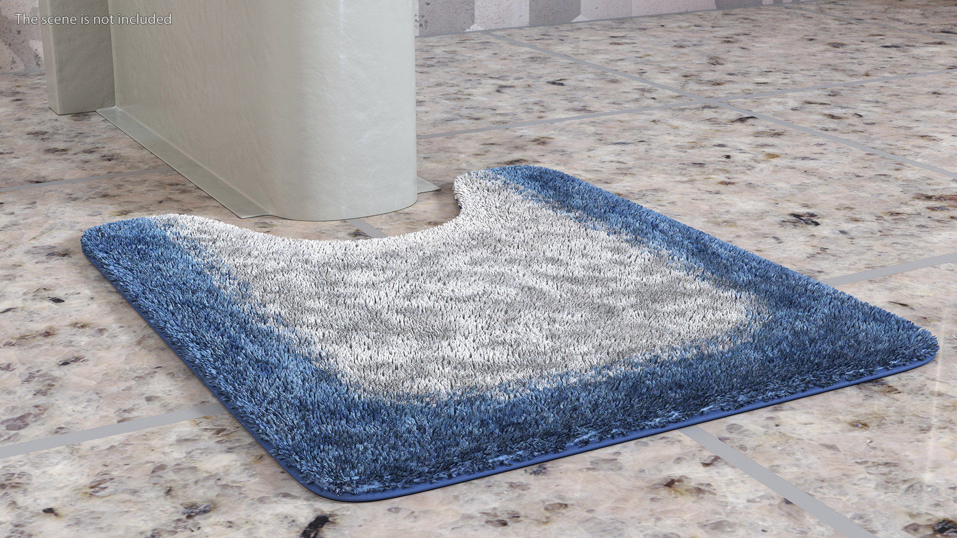 Blue Bathroom Contour Rug Fur 3D model