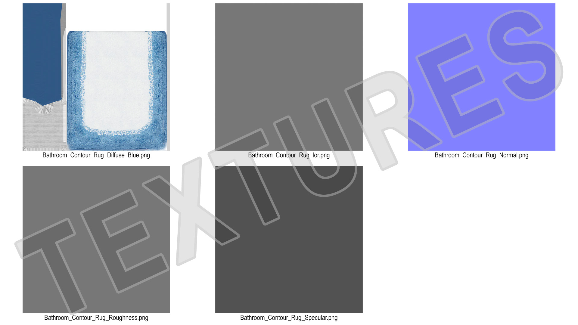 Blue Bathroom Contour Rug Fur 3D model