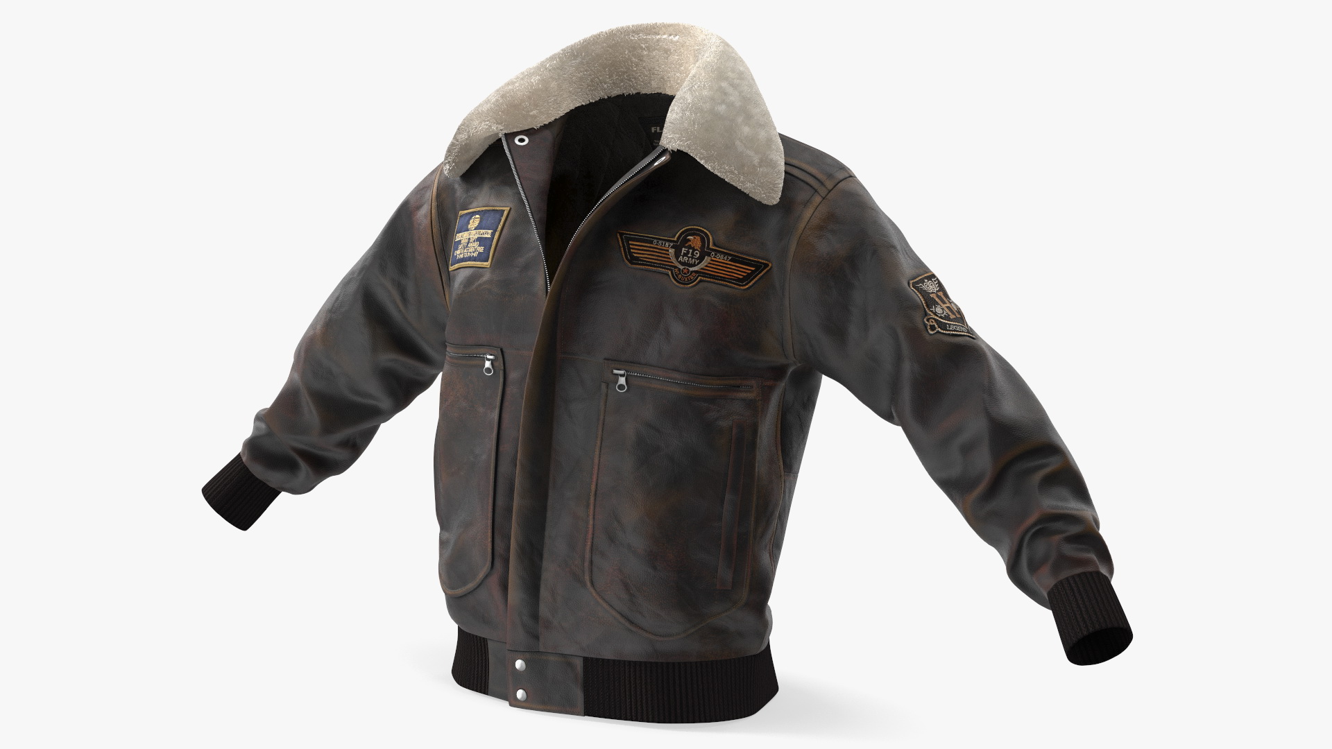 3D Old Fur Bomber Jacket Black Fur
