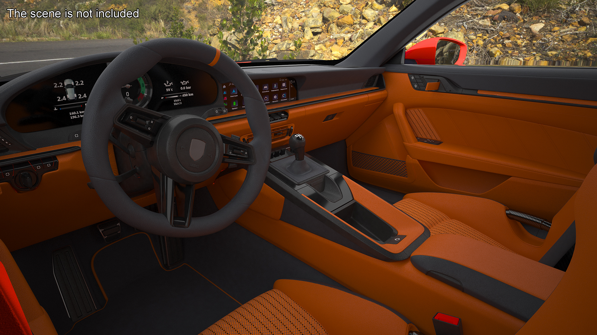 Modern Sport Car Red Rigged 3D
