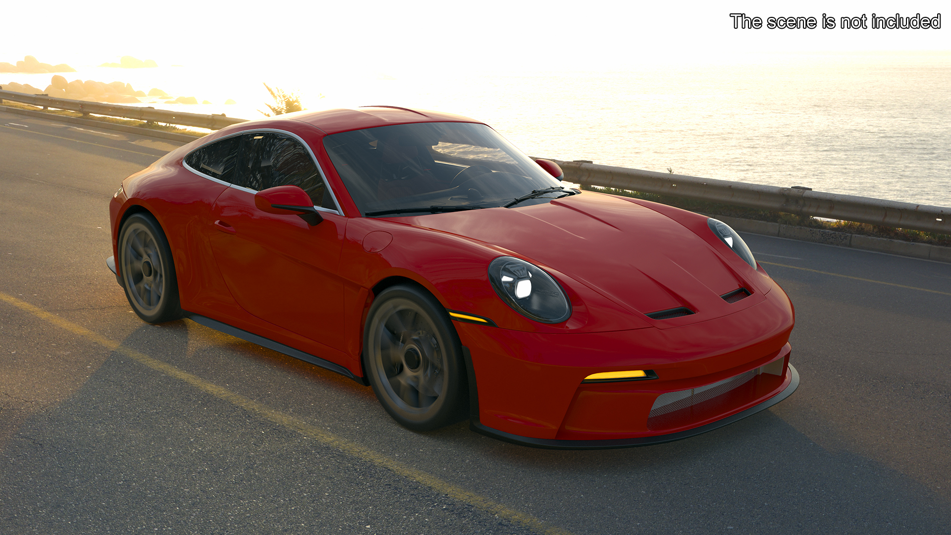 Modern Sport Car Red Rigged 3D