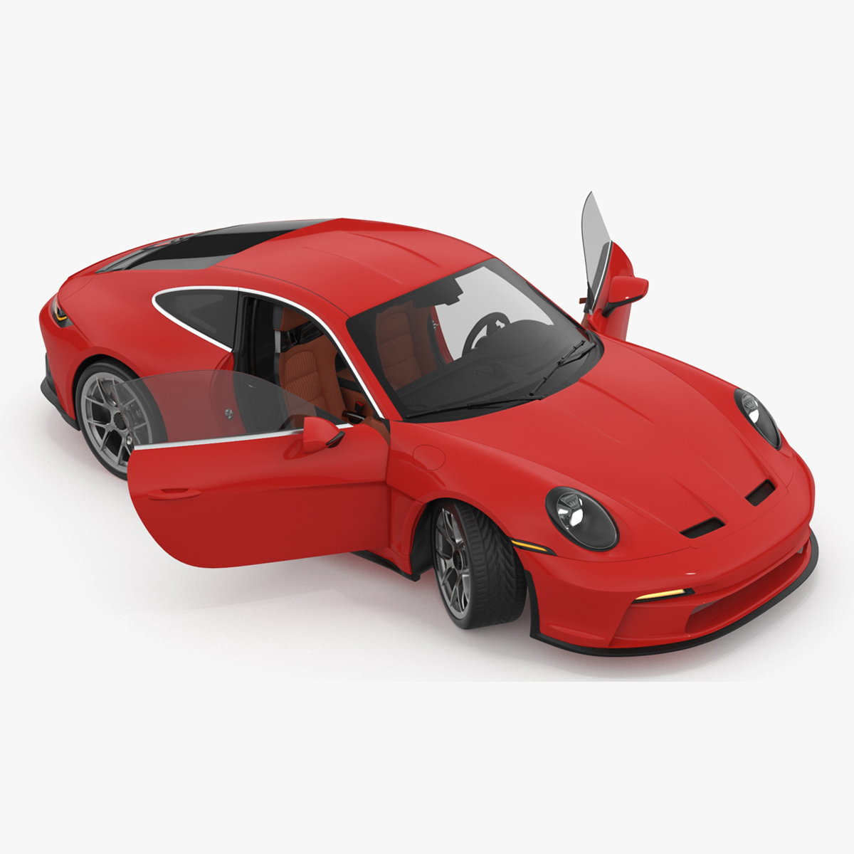 Modern Sport Car Red Rigged 3D