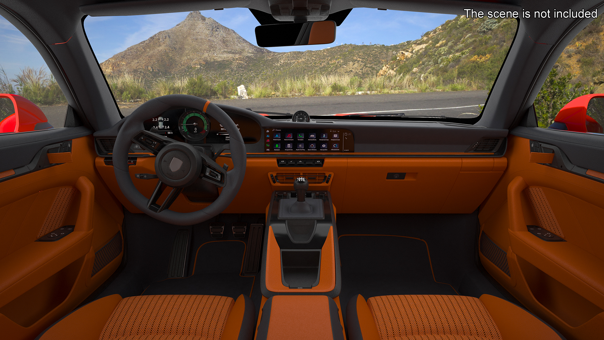 Modern Sport Car Red Rigged 3D