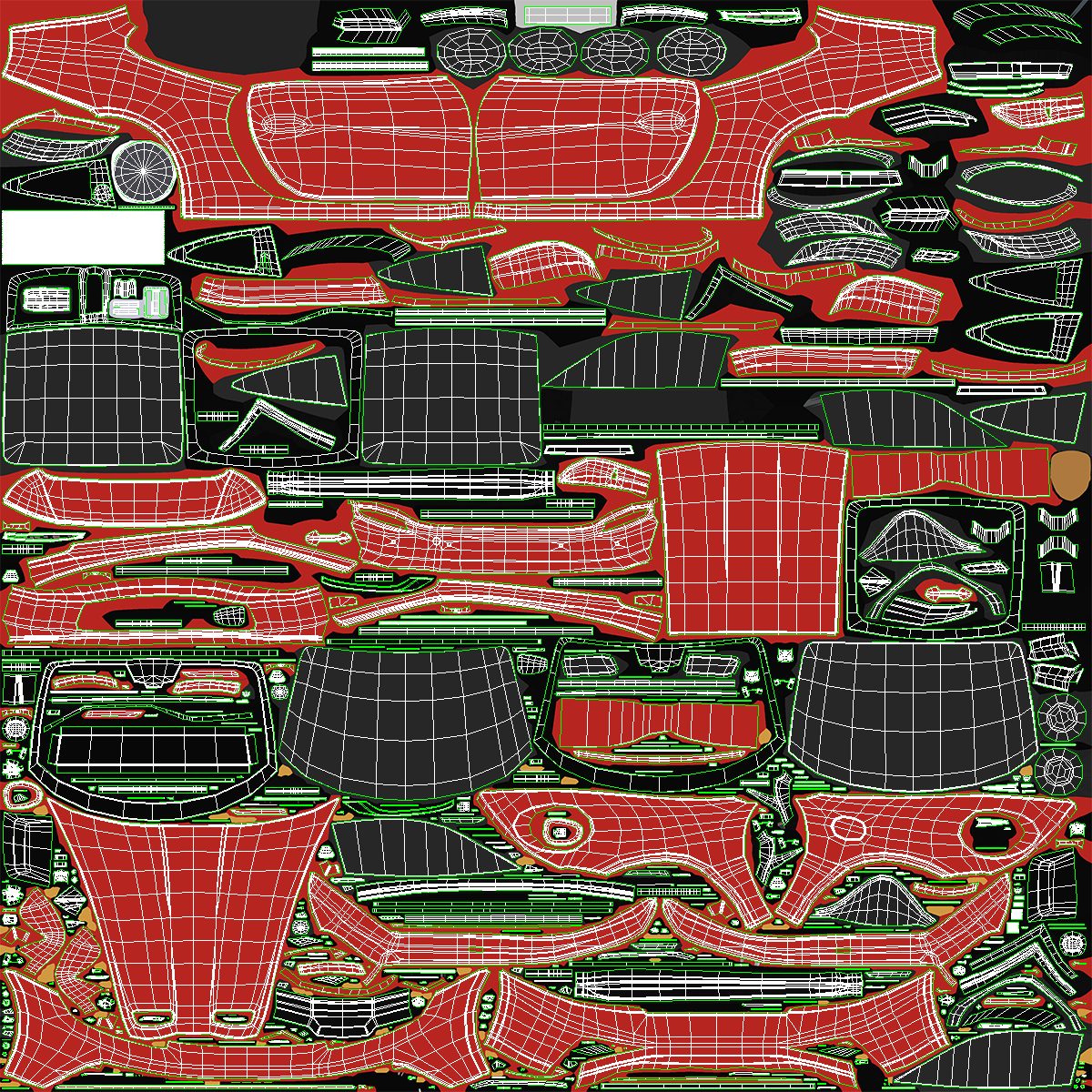 Modern Sport Car Red Rigged 3D