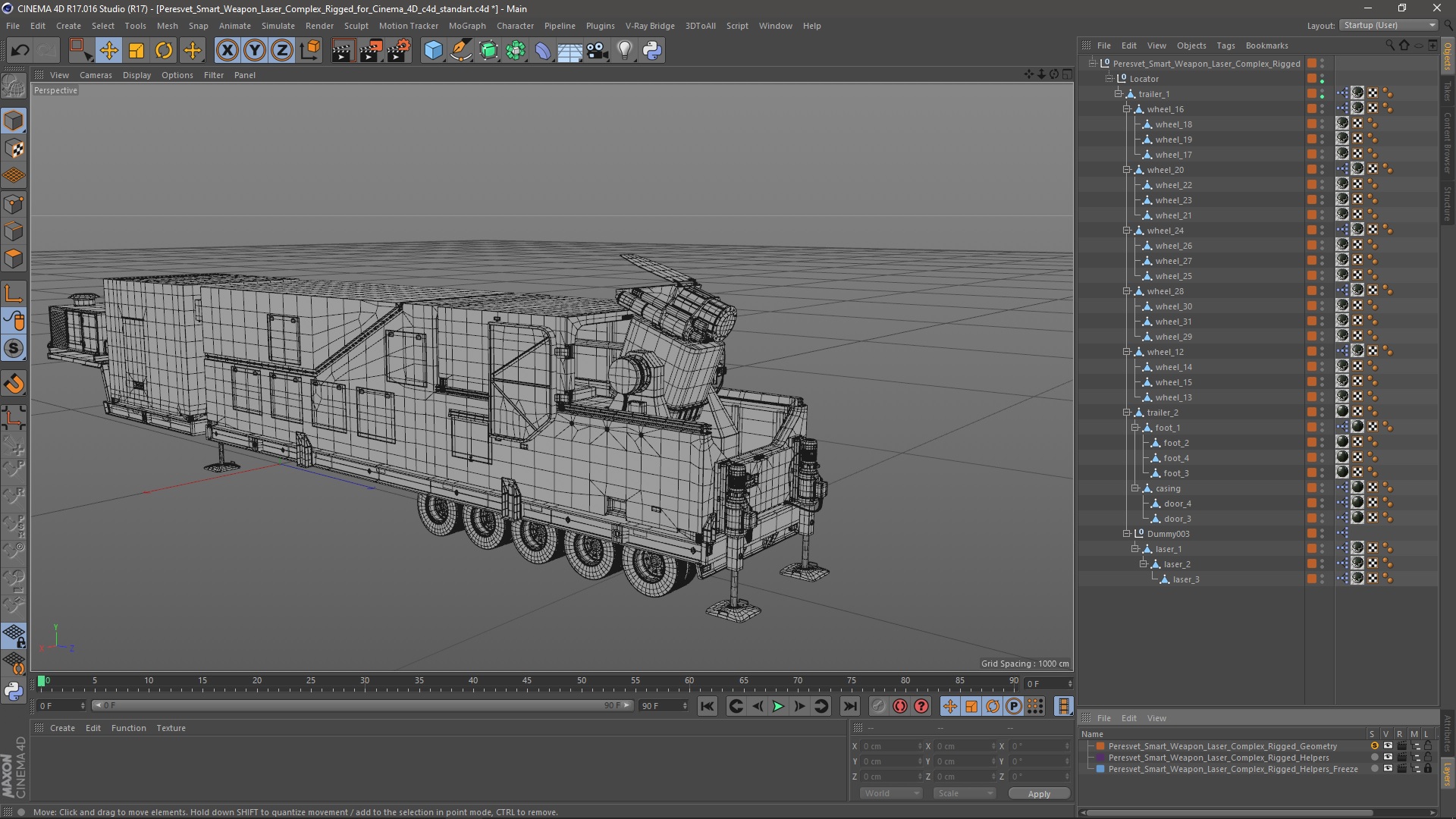 3D Peresvet Smart Weapon Laser Complex Rigged for Cinema 4D