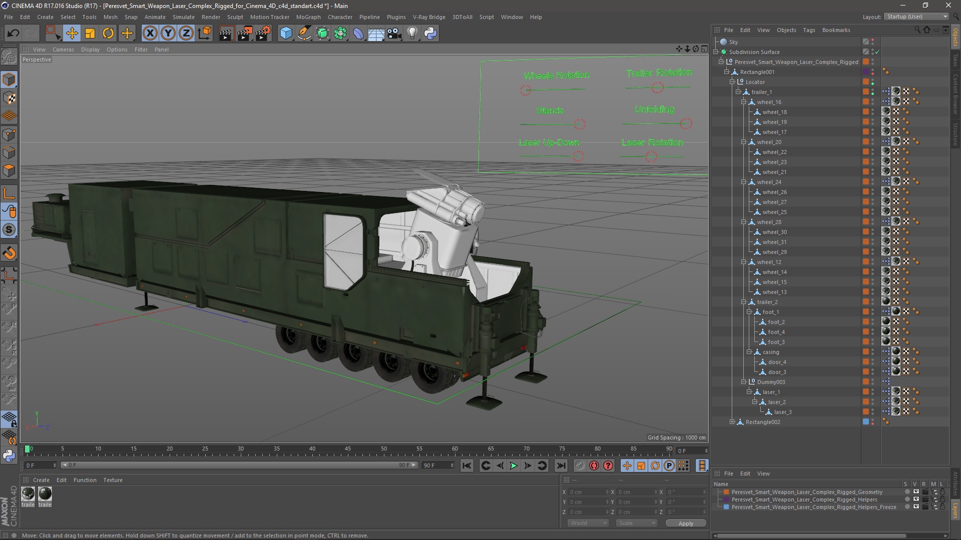 3D Peresvet Smart Weapon Laser Complex Rigged for Cinema 4D