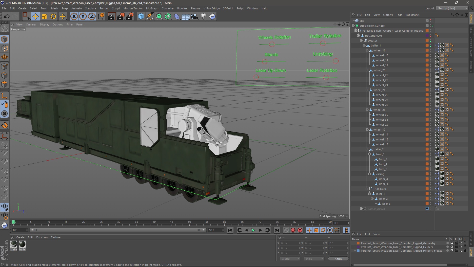 3D Peresvet Smart Weapon Laser Complex Rigged for Cinema 4D