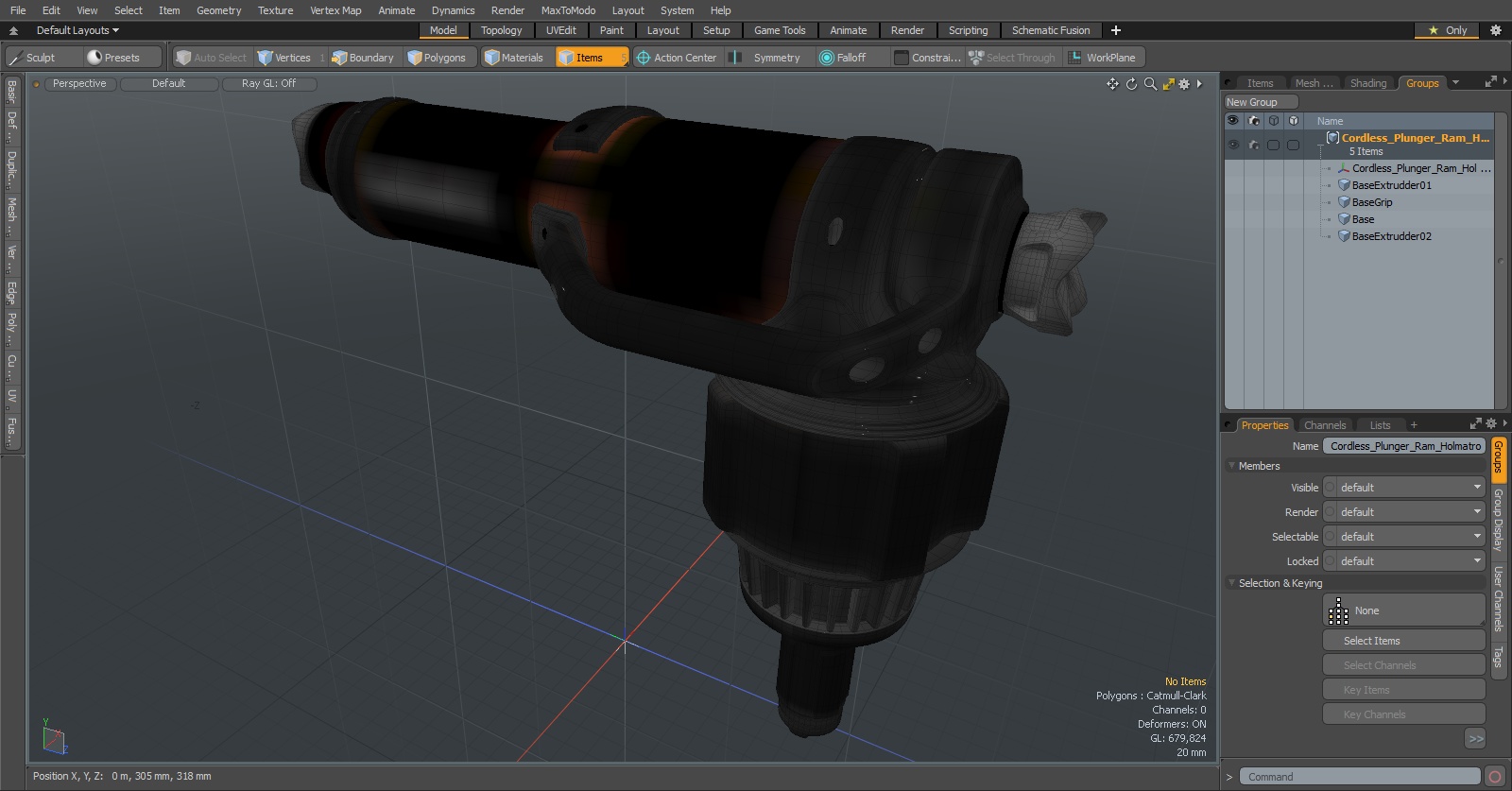 3D model Cordless Plunger Ram Holmatro PRA50