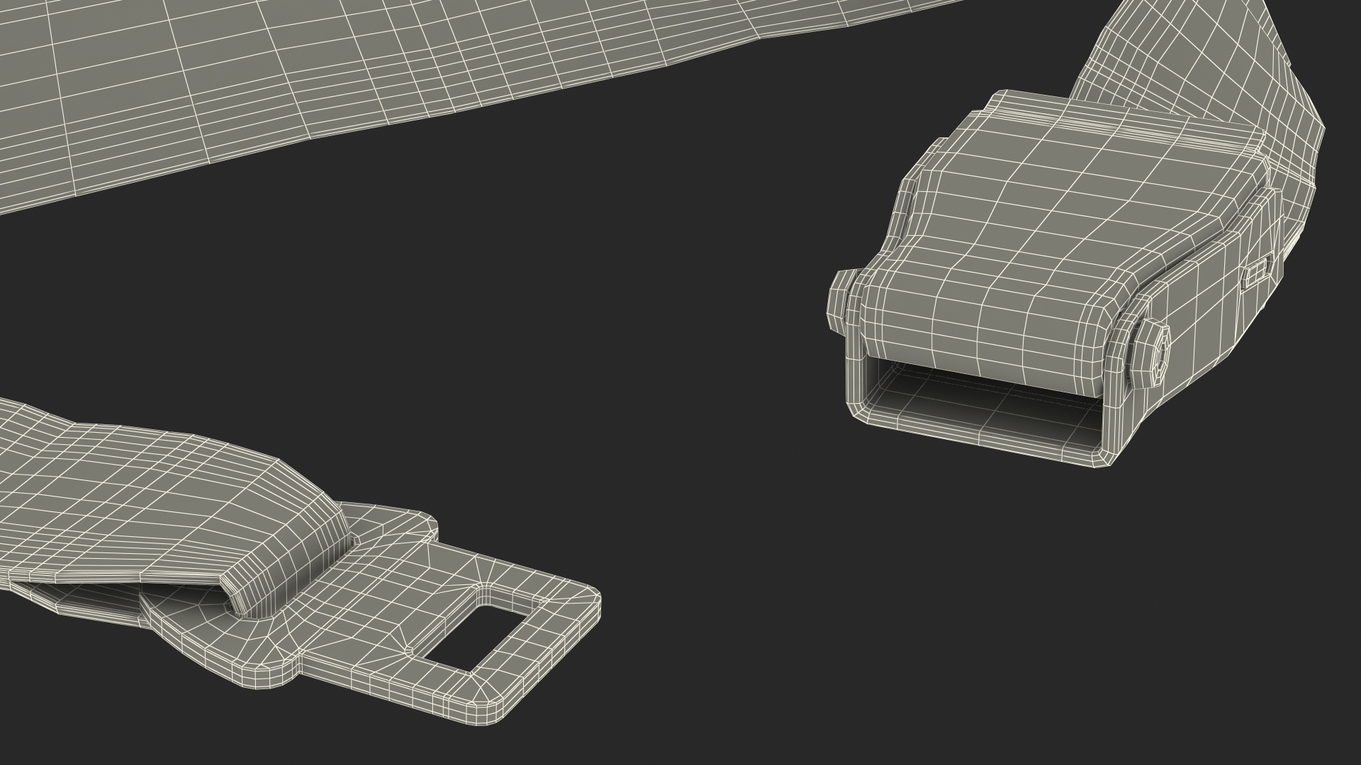 3D model Airplane Seat Belt Type A Grey
