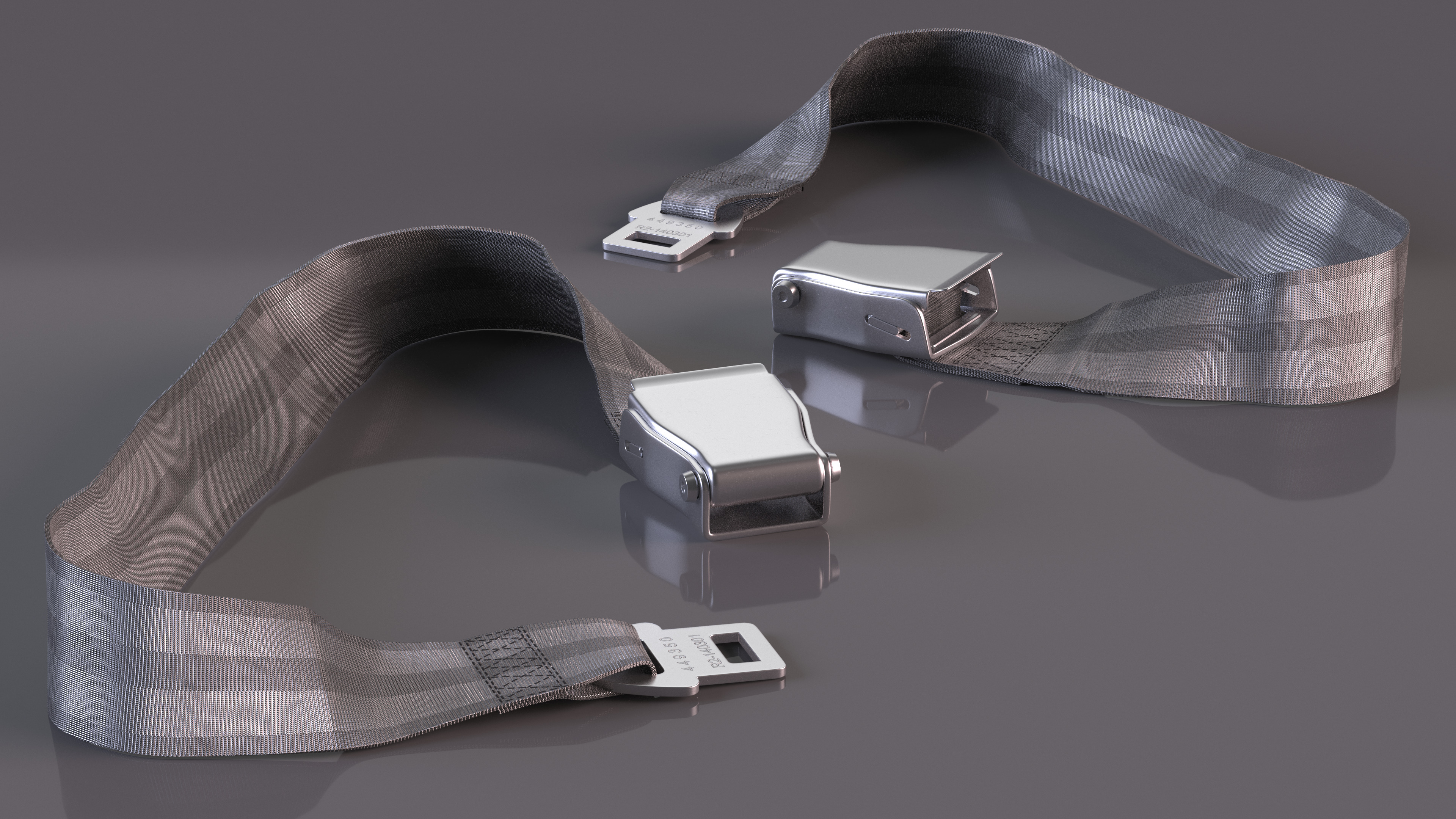 3D model Airplane Seat Belt Type A Grey