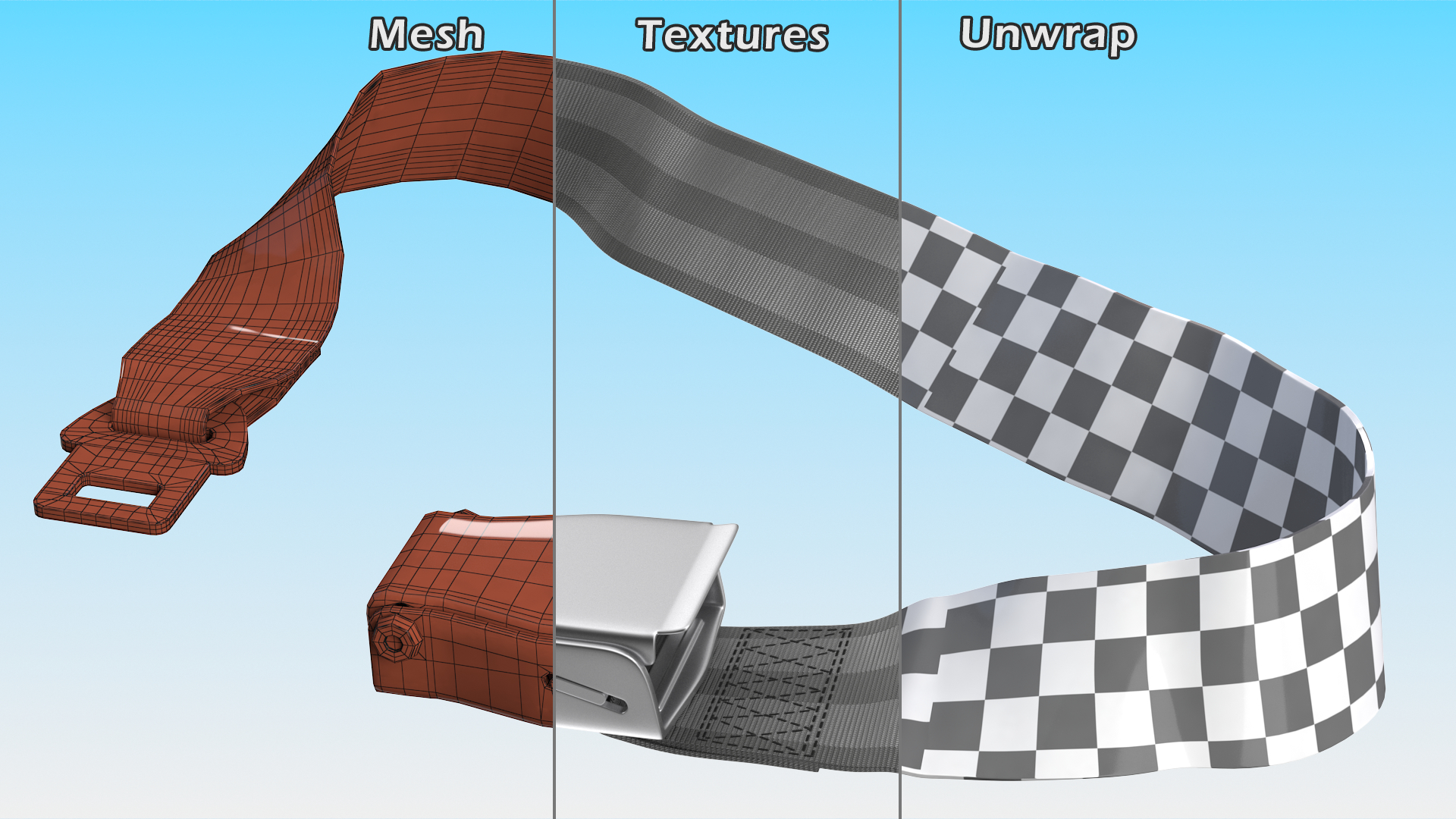 3D model Airplane Seat Belt Type A Grey