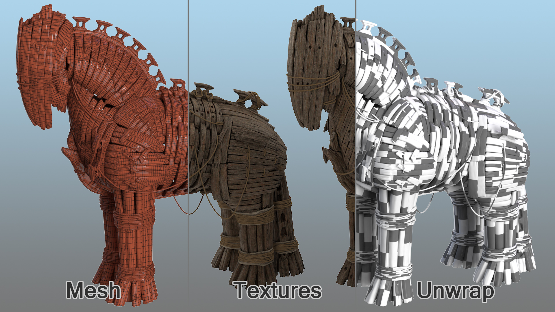 Wooden Trojan Horse 3D model