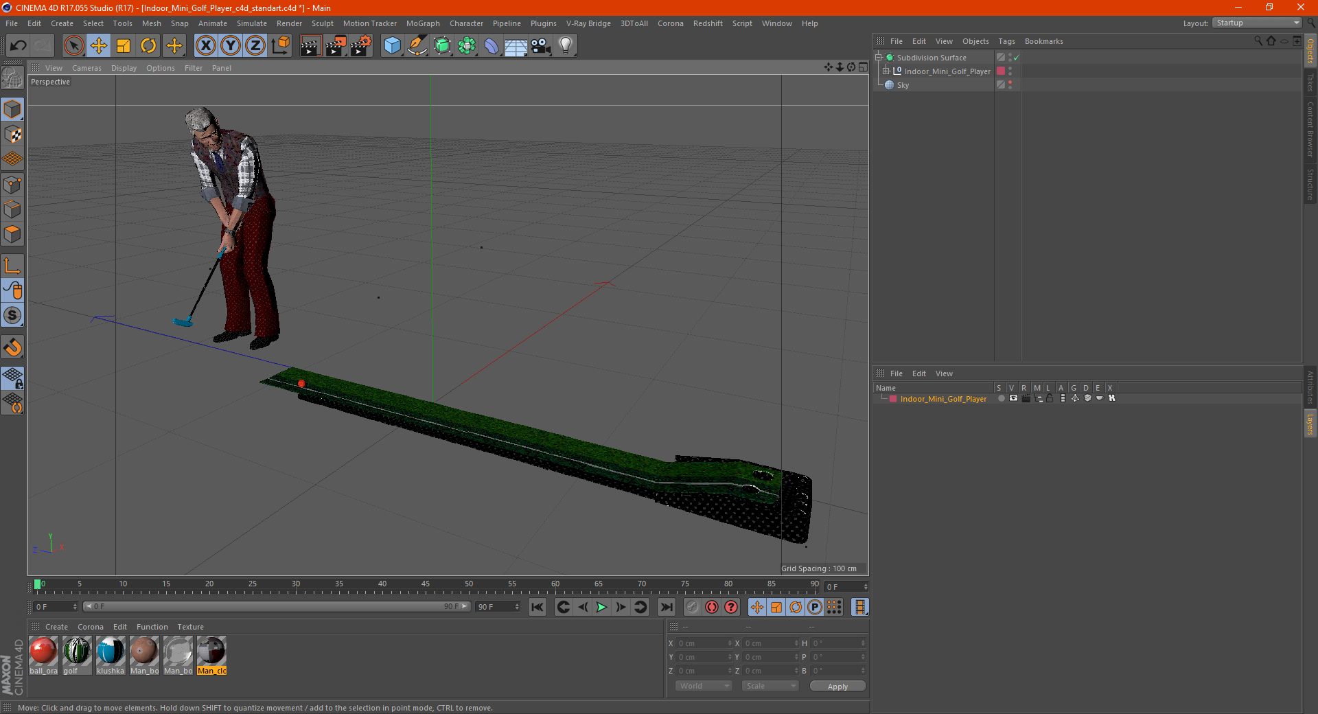 3D Indoor Mini Golf Player model