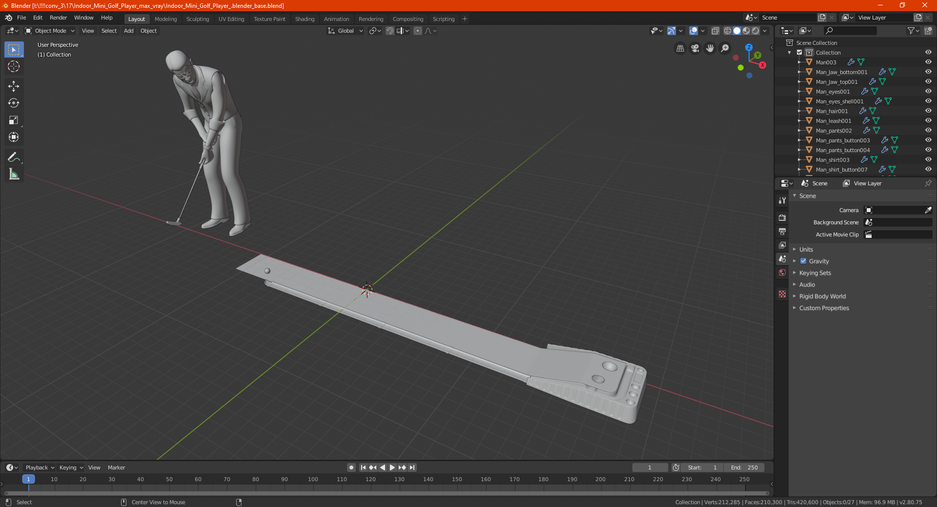 3D Indoor Mini Golf Player model