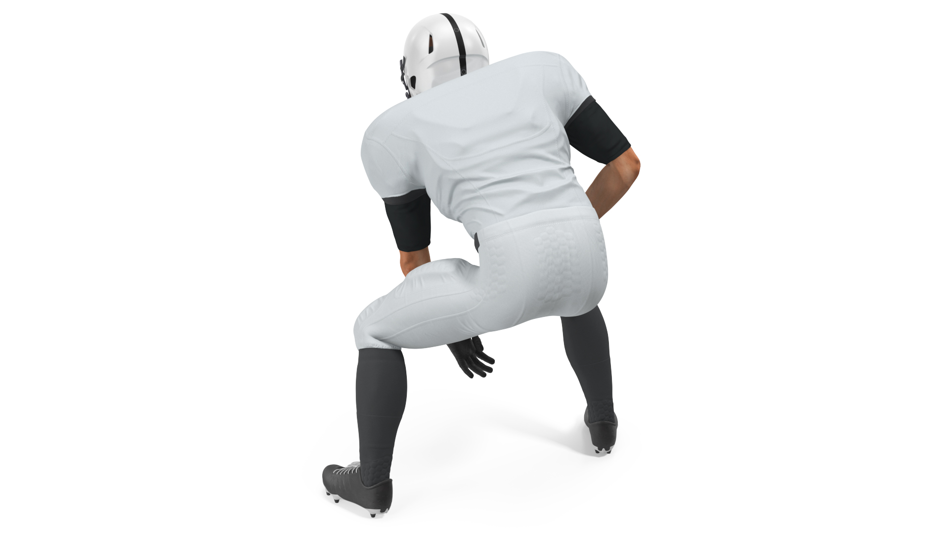 3D Crouching American Football Player White Uniform model
