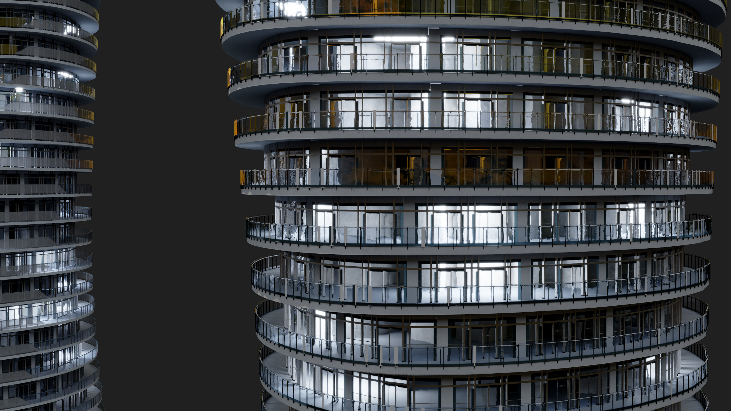 Absolute World Towers in the Night Lightning 3D model