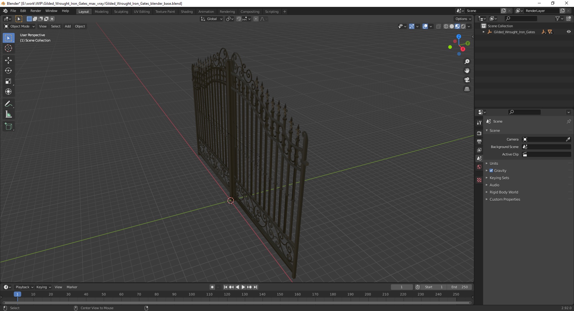 3D model Gilded Wrought Iron Gates