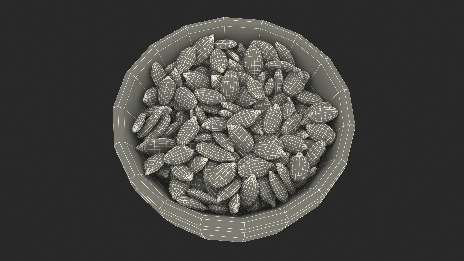 3D Peeled Pumpkin Seeds in a Ceramic Bowl model