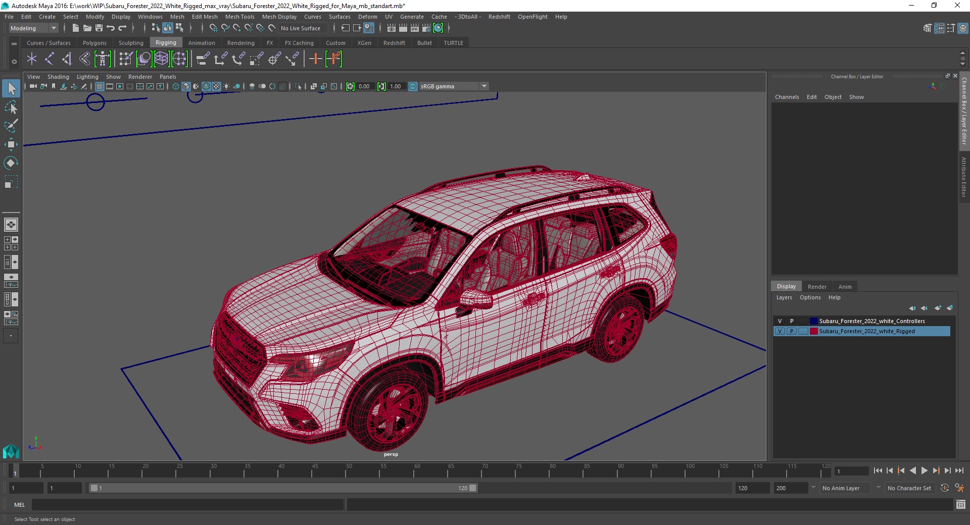 Subaru Forester 2022 White Rigged for Maya 3D
