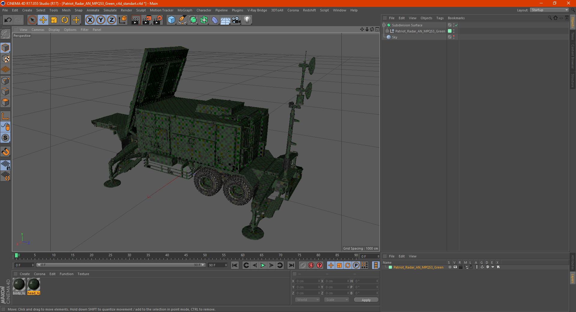 3D Patriot Radar AN MPQ53 Green model