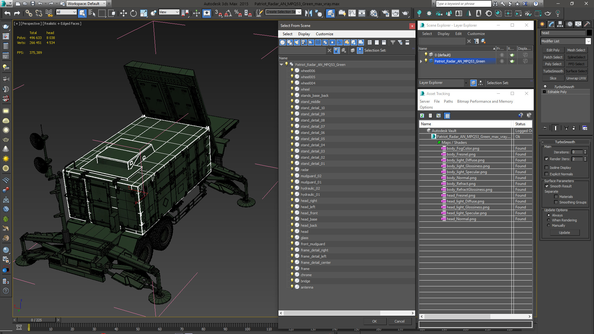 3D Patriot Radar AN MPQ53 Green model